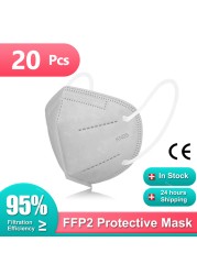 1-100 قطعة KN95 أقنعة ffp2fan 5 طبقات قناع الفم FFP2 KN95 التنفس FPP2 Masque FFP 2 واقية الوجه Mascarillas Masken CE