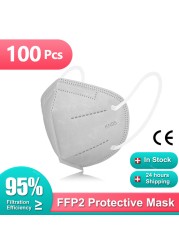 1-100 قطعة KN95 أقنعة ffp2fan 5 طبقات قناع الفم FFP2 KN95 التنفس FPP2 Masque FFP 2 واقية الوجه Mascarillas Masken CE