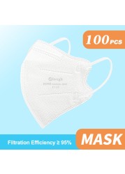 10-100pcs Disposable Kids Industrial Face Mask 5ply Ear Loop Mouth Cover Fashion Fabric Boys Girls Fit 6-12 Years Old Children Masks