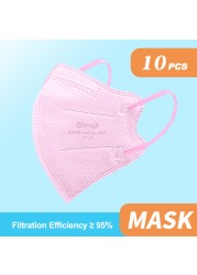 10-100pcs Disposable Kids Industrial Face Mask 5ply Ear Loop Mouth Cover Fashion Fabric Boys Girls Fit 6-12 Years Old Children Masks