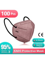 Morandi Colors KN95 Masks 5 Layers Mask ffp2mascarillas FP2 Adult Face Mask FPP2 Certified FFP2 Mouth Protection Mask 10-100pcs