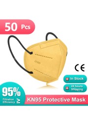 Morandi Colors KN95 Masks 5 Layers Mask ffp2mascarillas FP2 Adult Face Mask FPP2 Certified FFP2 Mouth Protection Mask 10-100pcs