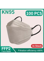 قناع السمك KN95 Mascarillas FPP2 الكبار Morandi ffp2fan 4 طبقة FFPP2 وافق أقنعة الوجه FFP2 تنفس غطاء للفم قناع FFP2