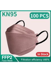 قناع السمك KN95 Mascarillas FPP2 الكبار Morandi ffp2fan 4 طبقة FFPP2 وافق أقنعة الوجه FFP2 تنفس غطاء للفم قناع FFP2