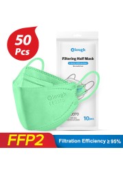 Elough FFP2 CE 0370 Mascarillas FPP2 Homologadas Europa KN95 Mask Fish Shape Mascarilla FP2 FFP 2 Masken Adult FFP2mask 4 Layers