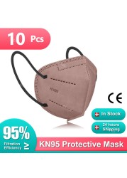 CE ffp2mascarillas KN95 FPP2 أقنعة الوجه القابلة للتنفس 5 طبقة قابلة لإعادة الاستخدام FFP2 التنفس غطاء للفم fp2 Masque