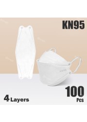 Fish Mask FFP2 4 Layer KN95 Face Masks FFP2 Mascarillas FPP2 Europe Approved ffp2fan Morandi Color Adult FFP Mask 2 10-100pcs