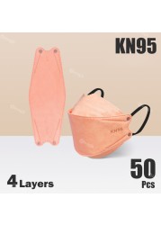 Fish Mask FFP2 4 Layer KN95 Face Masks FFP2 Mascarillas FPP2 Europe Approved ffp2fan Morandi Color Adult FFP Mask 2 10-100pcs