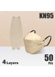 Fish Mask FFP2 4 Layer KN95 Face Masks FFP2 Mascarillas FPP2 Europe Approved ffp2fan Morandi Color Adult FFP Mask 2 10-100pcs