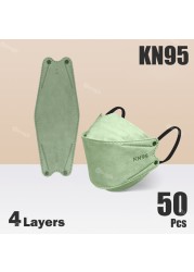 Fish Mask FFP2 4 Layer KN95 Face Masks FFP2 Mascarillas FPP2 Europe Approved ffp2fan Morandi Color Adult FFP Mask 2 10-100pcs