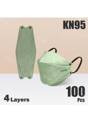 Fish Mask FFP2 4 Layer KN95 Face Masks FFP2 Mascarillas FPP2 Europe Approved ffp2fan Morandi Color Adult FFP Mask 2 10-100pcs