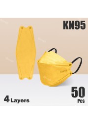 Fish Mask FFP2 4 Layer KN95 Face Masks FFP2 Mascarillas FPP2 Europe Approved ffp2fan Morandi Color Adult FFP Mask 2 10-100pcs