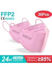 10-100 قطعة FFP2 قناع KN95 قناع السمك الكبار Mascarillas ffp2reuse zable واقية تنفس تصفية ffp2fan شهادة fpp2fan