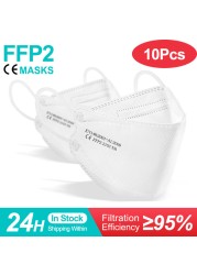 10-100 قطعة FFP2 قناع KN95 قناع السمك الكبار Mascarillas ffp2reuse zable واقية تنفس تصفية ffp2fan شهادة fpp2fan