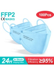 10-100pcs FFP2 Mask KN95 Fish Mask Adult Mascarillas ffp2reuse zable Protective Respirator Filter ffp2fan certification fpp2fan