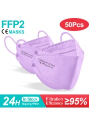 10-100pcs FFP2 Mask KN95 Fish Mask Adult Mascarillas ffp2reuse zable Protective Respirator Filter ffp2fan certification fpp2fan