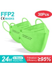 10-100 قطعة FFP2 قناع KN95 قناع السمك الكبار Mascarillas ffp2reuse zable واقية تنفس تصفية ffp2fan شهادة fpp2fan