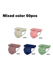 10/50/100pcs Morandi disposable face mask adult 3 layer non-woven color mouth face mask for women face protective mask masque