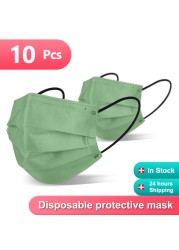 10/100pcs Morandi Masks Colorful New Design Printing Adult Mask 3-layer Non-woven Disposable Mouth Protection Maske Maske Cosplay