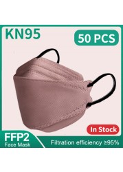 10-200 قطعة Mascarillas FPP2 KN95 قناع FFP2 homology ada 4 طبقات ffp2قناع الكبار الأسماك أقنعة الوجه FP2 موراندي موضة حماية Masken