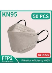 10-200 قطعة Mascarillas FPP2 KN95 قناع FFP2 homology ada 4 طبقات ffp2قناع الكبار الأسماك أقنعة الوجه FP2 موراندي موضة حماية Masken