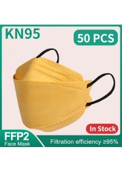 10-200 قطعة Mascarillas FPP2 KN95 قناع FFP2 homology ada 4 طبقات ffp2قناع الكبار الأسماك أقنعة الوجه FP2 موراندي موضة حماية Masken