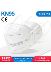 10-200pcs FFP2 Mask Respirator KN95 Mascarilla Fpp2 homology ada 5 Ply Mascarillas FP2 Black Masks Adult Face Dust Protection FFP3