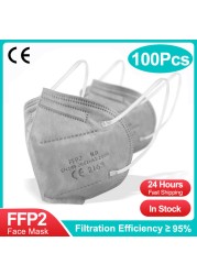 10-200pcs FFP2 Mask Respirator KN95 Mascarilla Fpp2 homology ada 5 Ply Mascarillas FP2 Black Masks Adult Face Dust Protection FFP3