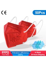 10-200pcs FFP2 Mask Respirator KN95 Mascarilla Fpp2 homology ada 5 Ply Mascarillas FP2 Black Masks Adult Face Dust Protection FFP3