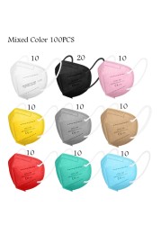 10-200pcs FFP2 Mask Respirator KN95 Mascarilla Fpp2 homology ada 5 Ply Mascarillas FP2 Black Masks Adult Face Dust Protection FFP3