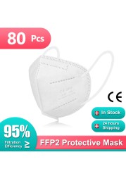 Protective Masks FFP2 CE KN95 Certification Face Mask 5ply Reusable Mascarillas fpp2 homology ada Adult Dust Masken ffp2masken