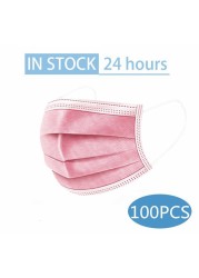 10/50/100pcs Colorful Mouth Mask 3 Ply Disposable Anti-Dust Mascarillas Black Pink Non-woven Breath-Proof Face Masks