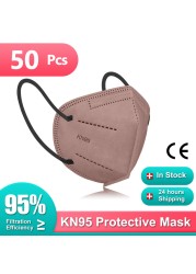 FFP2 قناع KN95 Mascarillas FPP2 وافق صحية 10-100 قطعة 5 طبقة Morandi قناع وجه واقي KN 95 تنفس FFP2MASK маска