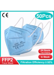 5 Layers Adult Multicolor Synthetic Fabric Face Mask KN95 Fpp2 Mascarilla Certified KN95 Mouth Mask Reusable ffp2fan CE ffp3