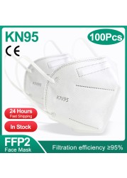 KN95 Mask 5 Layers Mascarillas FPP2 Mask Homologada Adult Face Mask KN95 Mascherine FFP2 CE Certificate FFP2 Protection Mask