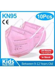 10-50pcs KN95 Mask N95MASK ffp2mask 9-12 years for children ffp2 mascarillas fpp2 niños homologadas negras masques organization ffpp2