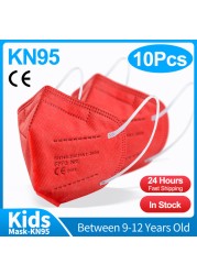 10-50pcs KN95 Mask N95MASK ffp2mask 9-12 years for children ffp2 mascarillas fpp2 niños homologadas negras masques organization ffpp2