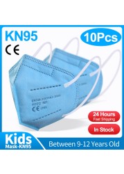 10-50pcs KN95 Mask N95MASK ffp2mask 9-12 years for children ffp2 mascarillas fpp2 niños homologadas negras masques organization ffpp2