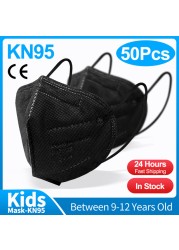 10-50pcs KN95 Mask N95MASK ffp2mask 9-12 years for children ffp2 mascarillas fpp2 niños homologadas negras masques organization ffpp2