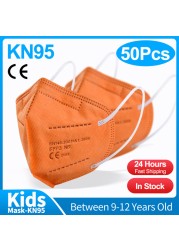 10-50pcs KN95 Mask N95MASK ffp2mask 9-12 years for children ffp2 mascarillas fpp2 niños homologadas negras masques organization ffpp2