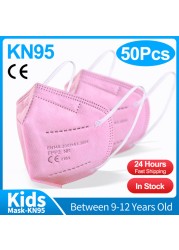 10-50pcs KN95 Mask N95MASK ffp2mask 9-12 years for children ffp2 mascarillas fpp2 niños homologadas negras masques organization ffpp2