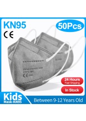 10-50pcs KN95 Mask N95MASK ffp2mask 9-12 years for children ffp2 mascarillas fpp2 niños homologadas negras masques organization ffpp2