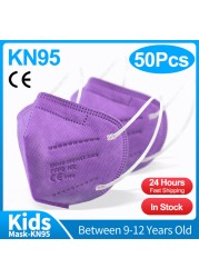 10-50pcs KN95 Mask N95MASK ffp2mask 9-12 years for children ffp2 mascarillas fpp2 niños homologadas negras masques organization ffpp2