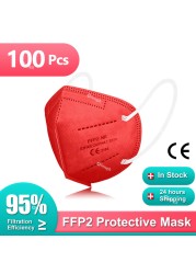 10-200pcs KN95 Maske KN95 Mascarilla FPP2 homology ada White Face Mask Black Filter KN95FFP2 Protective Mask Mouth Masks ffp2fan