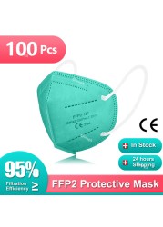 10-200pcs KN95 Maske KN95 Mascarilla FPP2 homology ada White Face Mask Black Filter KN95FFP2 Protective Mask Mouth Masks ffp2fan