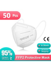 10-200pcs KN95 Maske KN95 Mascarilla FPP2 homology ada White Face Mask Black Filter KN95FFP2 Protective Mask Mouth Masks ffp2fan