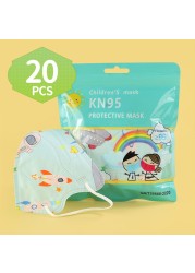 FFP2 KN95 Unicorn Mask For Kids Thicker Mask 5 Layers KN95 Mask Children Anti-Fog Mouth Mask Student Respirator Mask