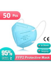 10-100 قطعة FFP2 Mascarillas 9 الالوان FPP2 Homologada يوروبا FFP3 Mascarilla KN95 5 طبقات الكبار FFP2Mask CE FP2 قناع FFP 2