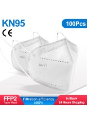 قناع التنفس KN95 Mascarillas ffp2mascarillas المعتمدة FFP2 قناع 5 طبقات قابلة لإعادة الاستخدام أقنعة الوجه FPP2 Mascarillas FP2 أسود KN 95 ffp3