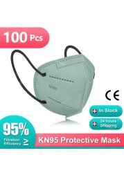 قناع التنفس KN95 Mascarillas ffp2mascarillas المعتمدة FFP2 قناع 5 طبقات قابلة لإعادة الاستخدام أقنعة الوجه FPP2 Mascarillas FP2 أسود KN 95 ffp3